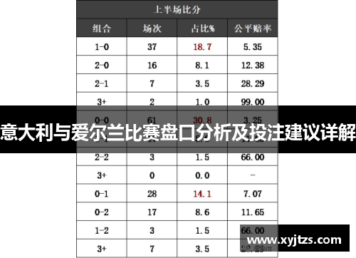 意大利与爱尔兰比赛盘口分析及投注建议详解